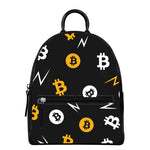 Bitcoin Symbol Pattern Print Leather Backpack