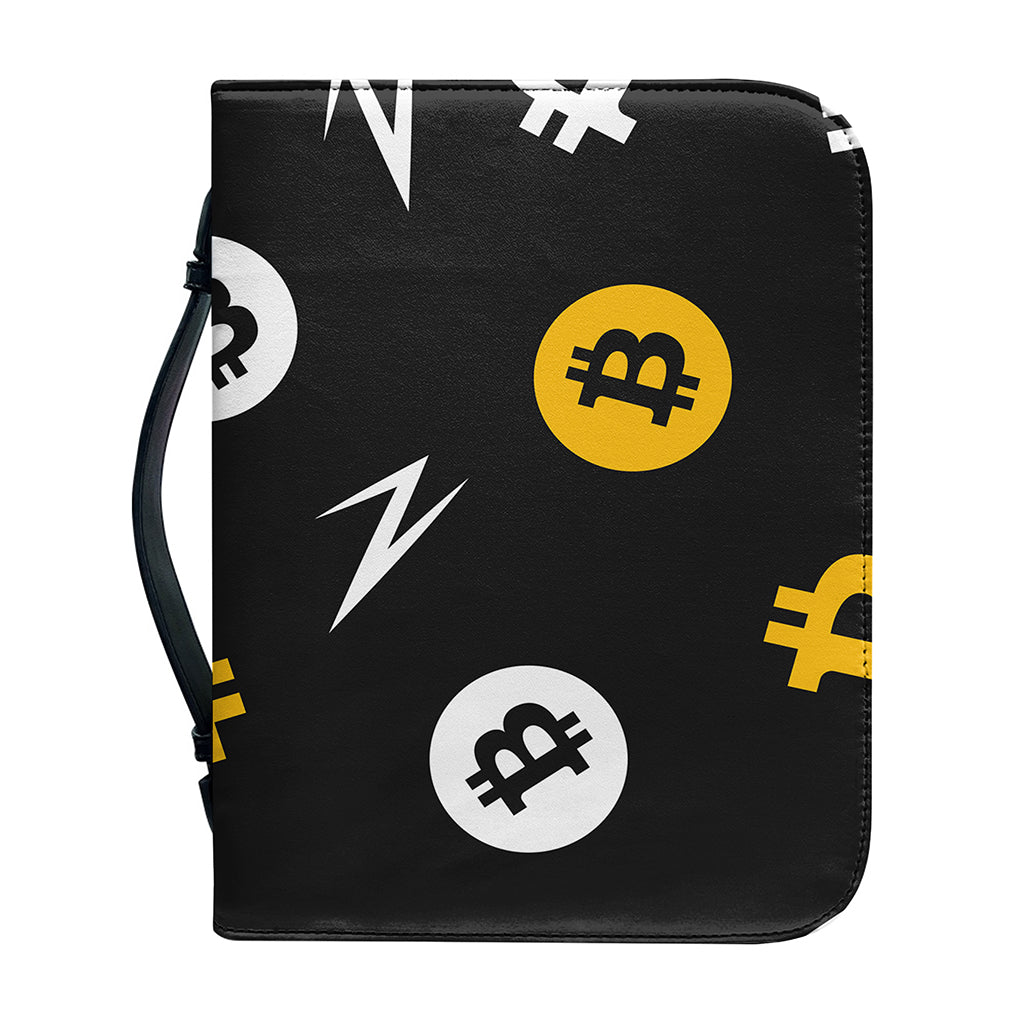 Bitcoin Symbol Pattern Print Leather Bible Cover