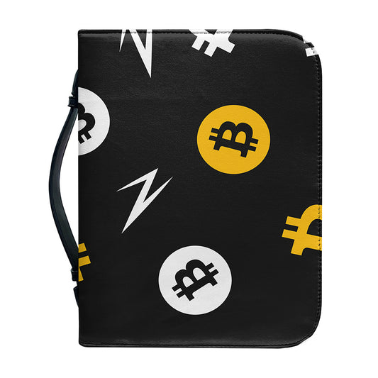 Bitcoin Symbol Pattern Print Leather Bible Cover