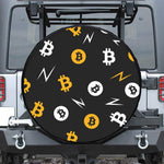 Bitcoin Symbol Pattern Print Leather Spare Tire Cover