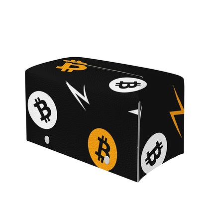 Bitcoin Symbol Pattern Print Leather Tissue Box Cover