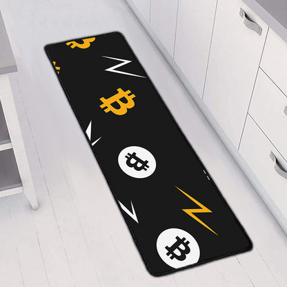 Bitcoin Symbol Pattern Print Long Kitchen Mat