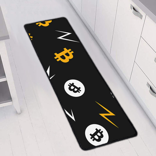 Bitcoin Symbol Pattern Print Long Kitchen Mat