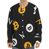 Bitcoin Symbol Pattern Print Long Sleeve Baseball Jersey