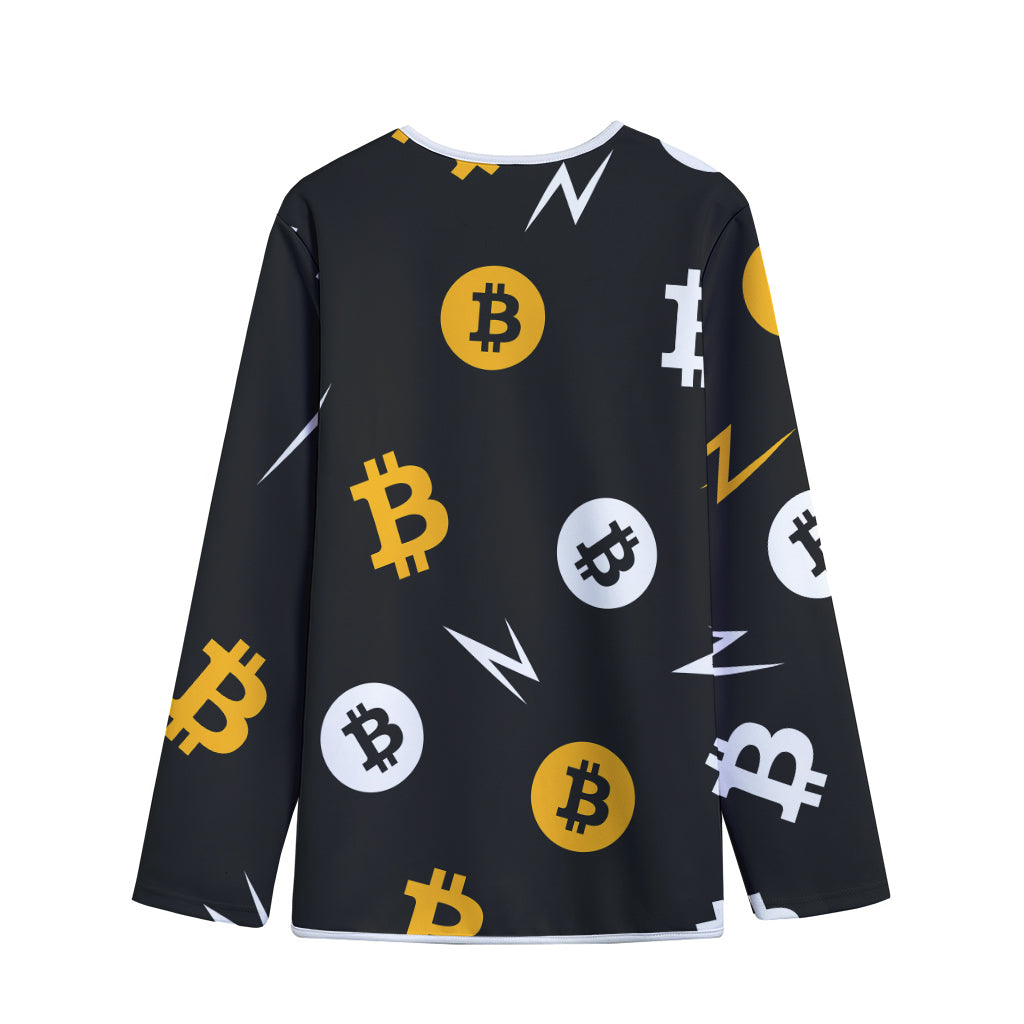 Bitcoin Symbol Pattern Print Long Sleeve Short Coat