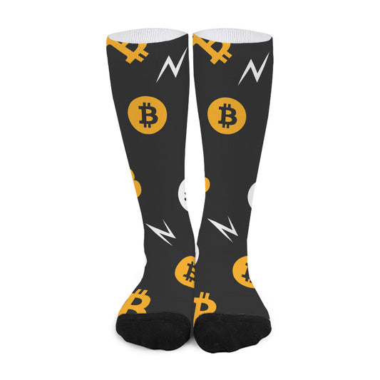 Bitcoin Symbol Pattern Print Long Socks