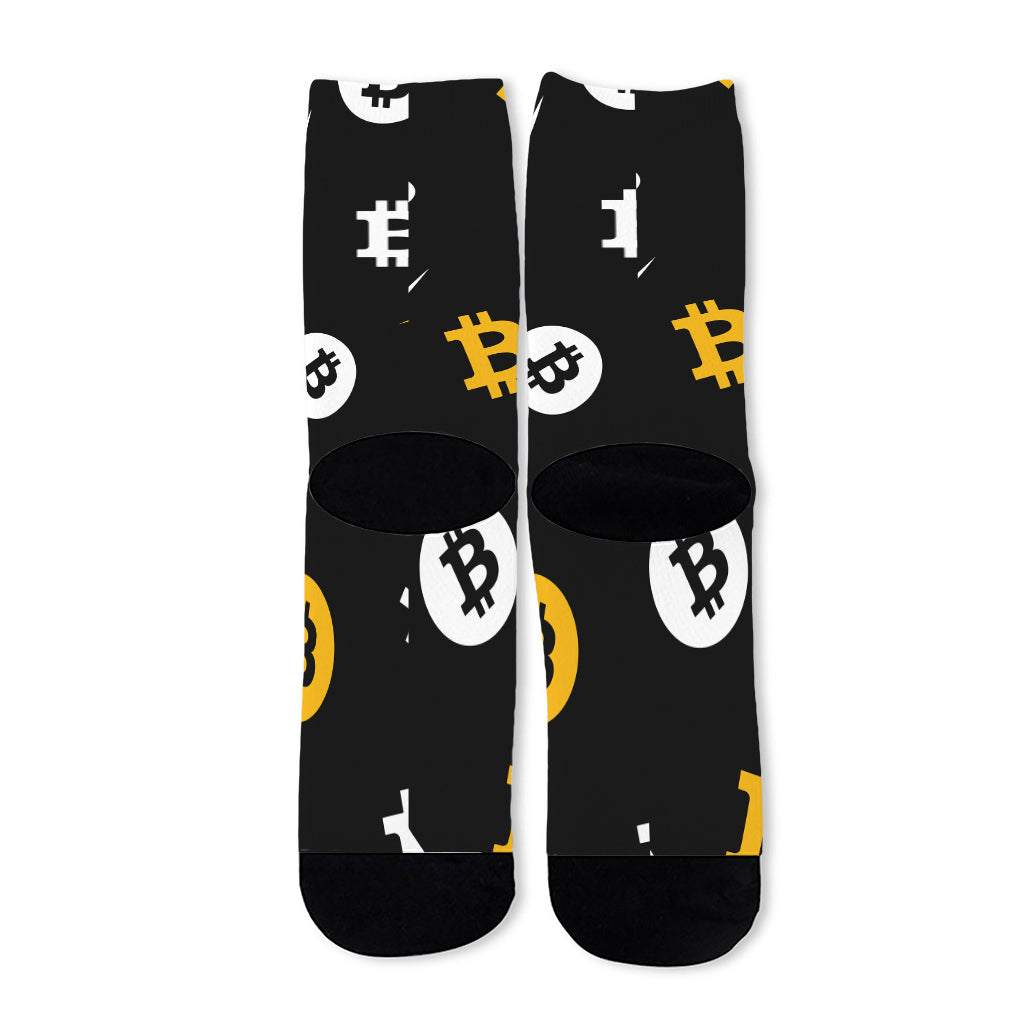 Bitcoin Symbol Pattern Print Long Socks