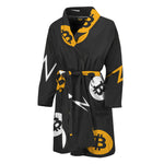 Bitcoin Symbol Pattern Print Men's Bathrobe