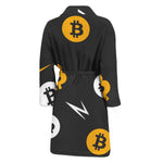 Bitcoin Symbol Pattern Print Men's Bathrobe