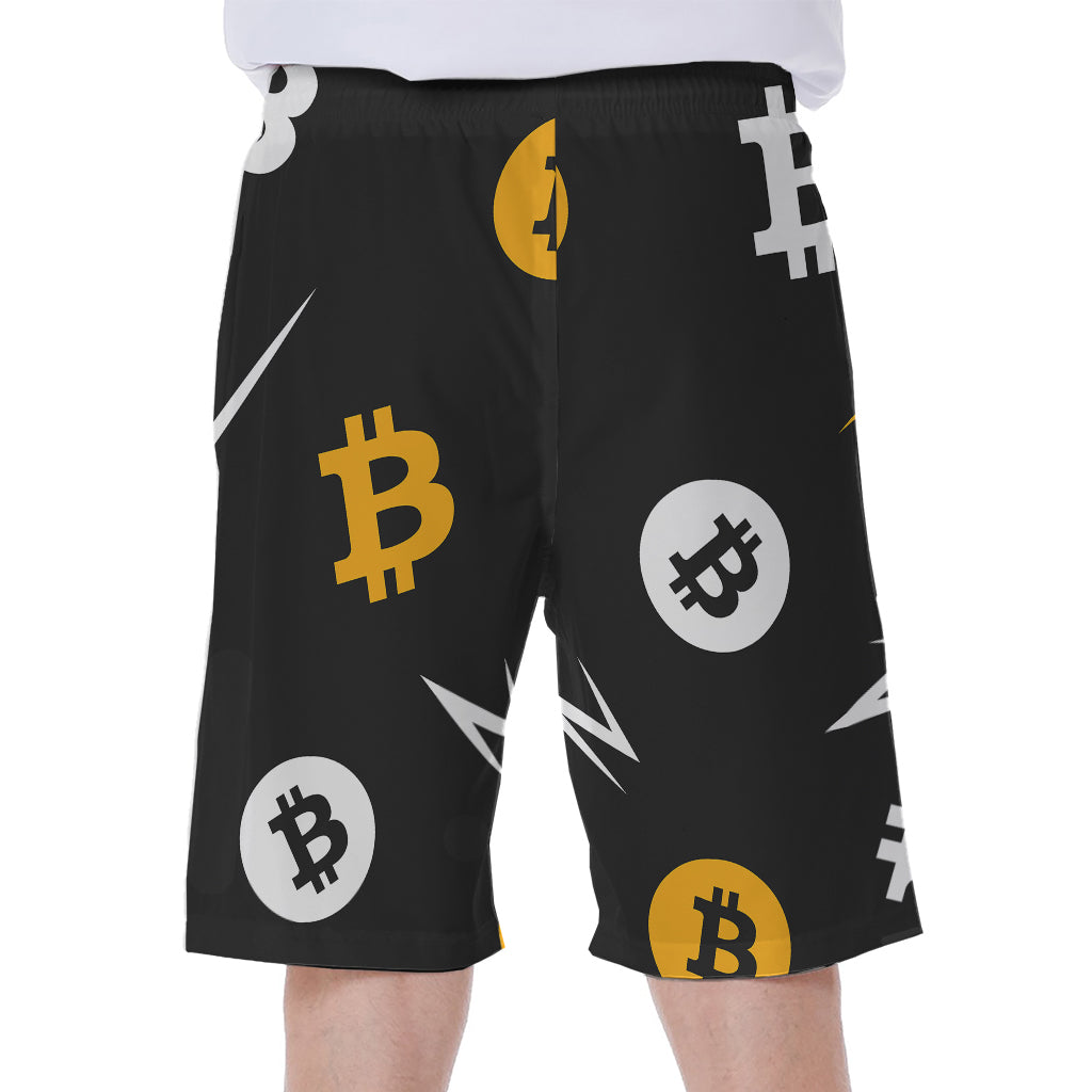 Bitcoin Symbol Pattern Print Men's Beach Shorts