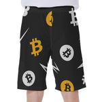 Bitcoin Symbol Pattern Print Men's Beach Shorts