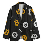 Bitcoin Symbol Pattern Print Men's Blazer