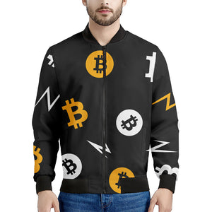 Bitcoin Symbol Pattern Print Men's Bomber Jacket
