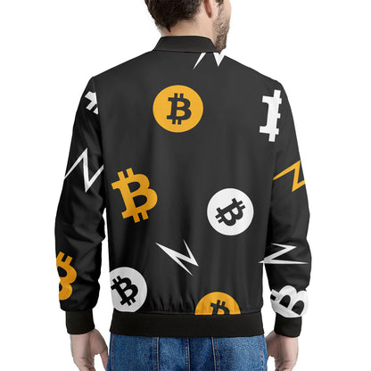 Bitcoin Symbol Pattern Print Men's Bomber Jacket