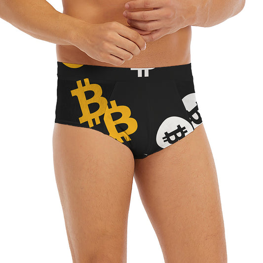 Bitcoin Symbol Pattern Print Men's Briefs