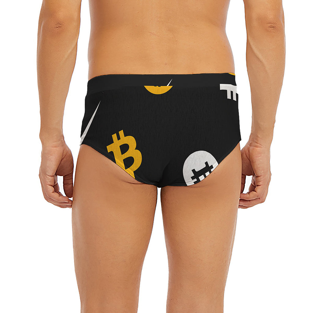 Bitcoin Symbol Pattern Print Men's Briefs