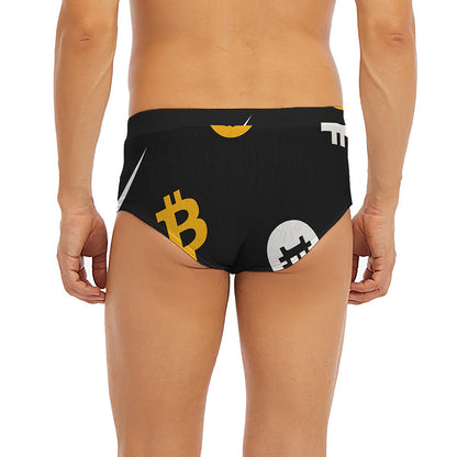 Bitcoin Symbol Pattern Print Men's Briefs