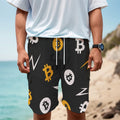 Bitcoin Symbol Pattern Print Men's Cargo Shorts