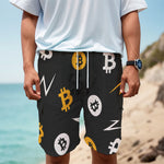 Bitcoin Symbol Pattern Print Men's Cargo Shorts