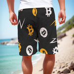 Bitcoin Symbol Pattern Print Men's Cargo Shorts