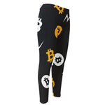 Bitcoin Symbol Pattern Print Men's Compression Pants