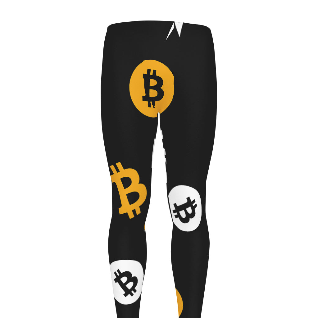 Bitcoin Symbol Pattern Print Men's leggings