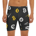 Bitcoin Symbol Pattern Print Men's Long Boxer Briefs