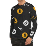 Bitcoin Symbol Pattern Print Men's Long Sleeve Rash Guard