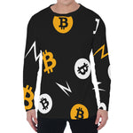Bitcoin Symbol Pattern Print Men's Long Sleeve T-Shirt