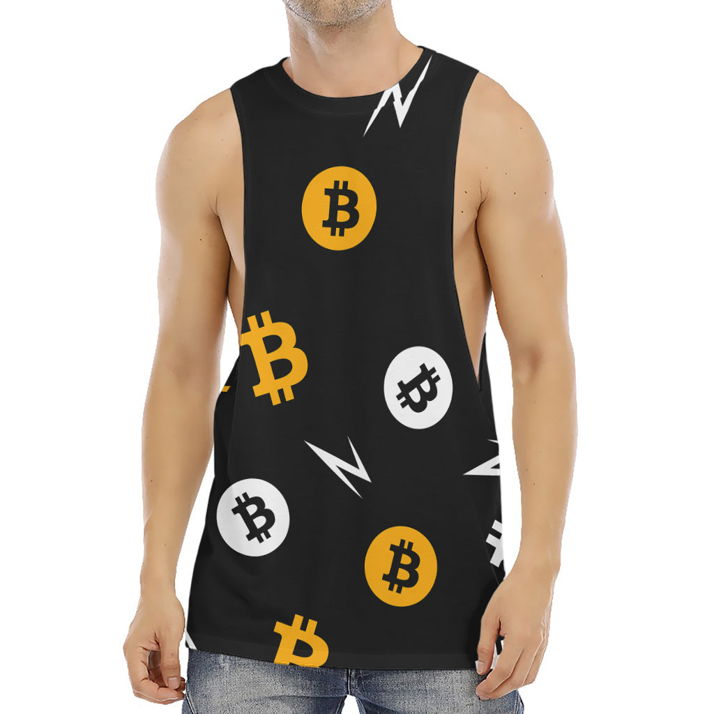 Bitcoin Symbol Pattern Print Men's Muscle Tank Top