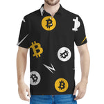 Bitcoin Symbol Pattern Print Men's Polo Shirt