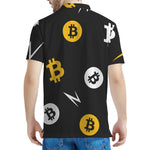 Bitcoin Symbol Pattern Print Men's Polo Shirt