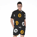 Bitcoin Symbol Pattern Print Men's Romper