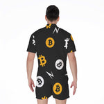 Bitcoin Symbol Pattern Print Men's Rompers