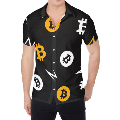 Bitcoin Symbol Pattern Print Men's Shirt