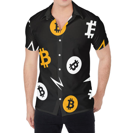 Bitcoin Symbol Pattern Print Men's Shirt