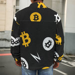 Bitcoin Symbol Pattern Print Men's Shirt Jacket