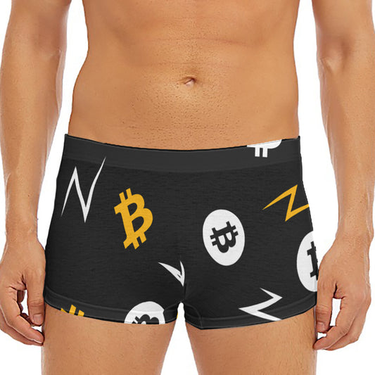 Bitcoin Symbol Pattern Print Men's Short Boxer Briefs
