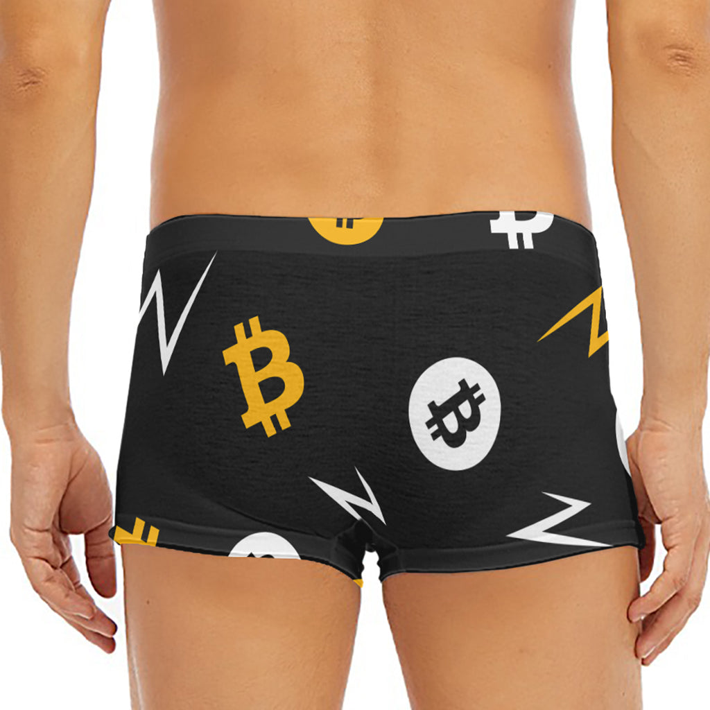 Bitcoin Symbol Pattern Print Men's Short Boxer Briefs