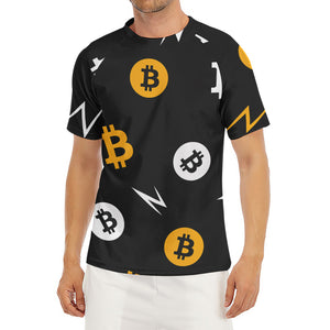 Bitcoin Symbol Pattern Print Men's Short Sleeve Rash Guard