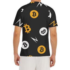 Bitcoin Symbol Pattern Print Men's Short Sleeve Rash Guard