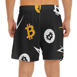 Bitcoin Symbol Pattern Print Men's Split Running Shorts