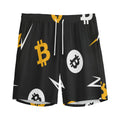 Bitcoin Symbol Pattern Print Men's Athletic Shorts