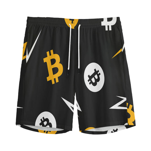 Bitcoin Symbol Pattern Print Men's Sports Shorts