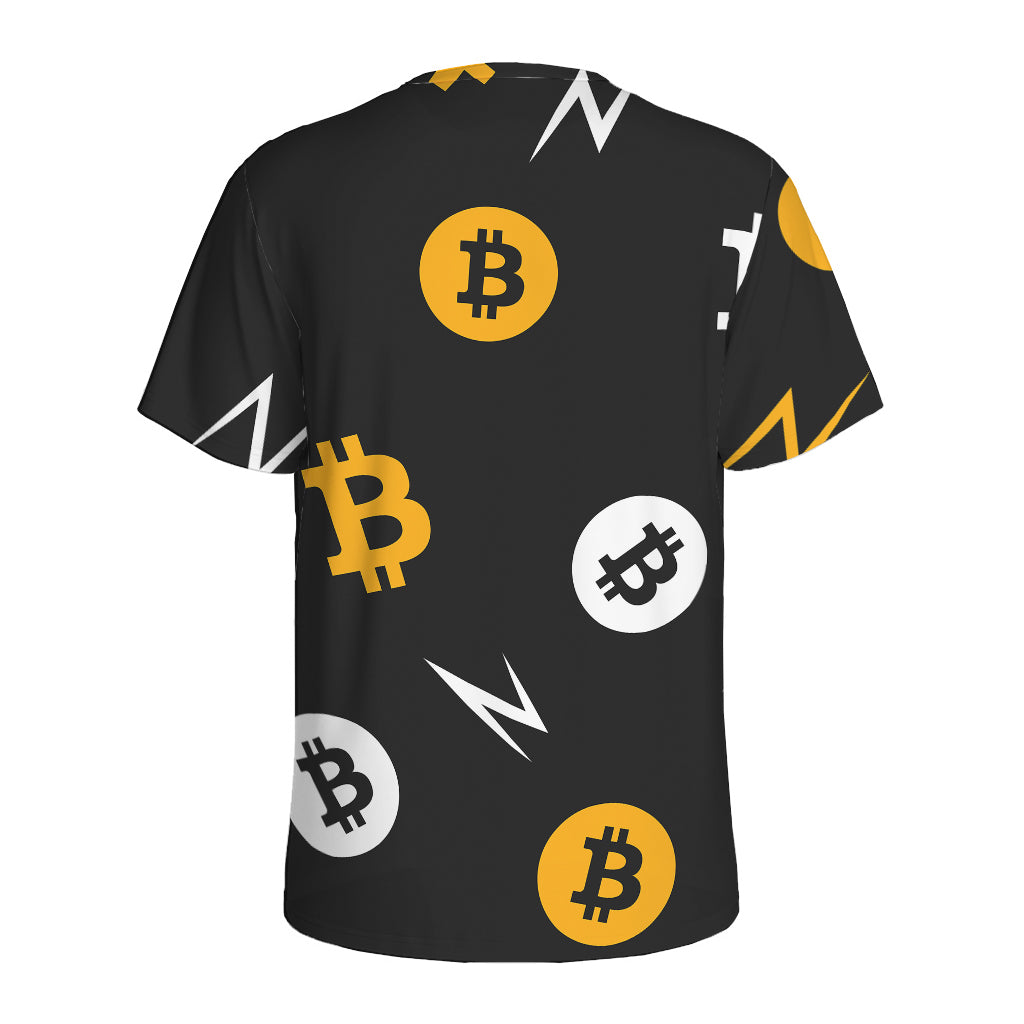 Bitcoin Symbol Pattern Print Men's Sports T-Shirt