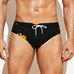 Bitcoin Symbol Pattern Print Men's Swim Briefs