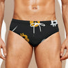 Bitcoin Symbol Pattern Print Men's Swim Briefs