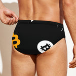 Bitcoin Symbol Pattern Print Men's Swim Briefs