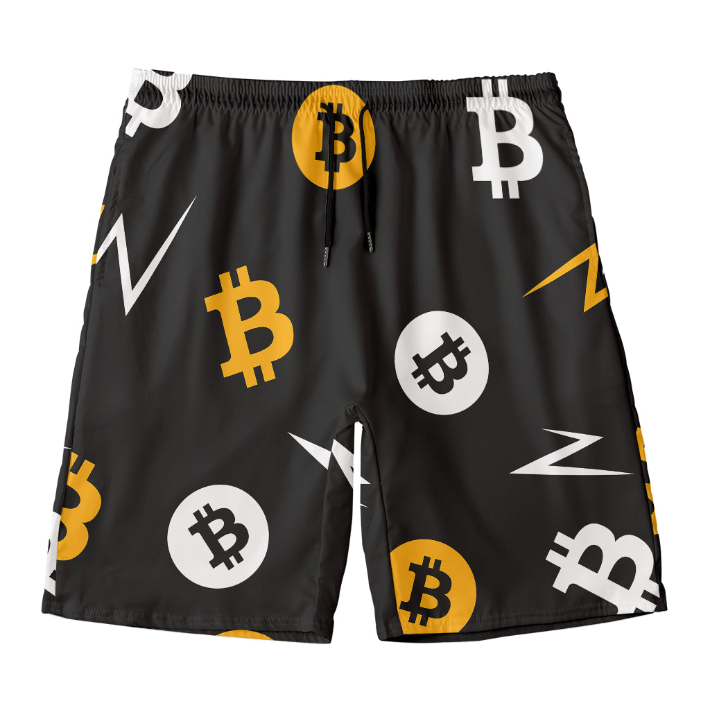 Bitcoin Symbol Pattern Print Men's Swim Trunks