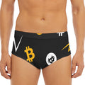 Bitcoin Symbol Pattern Print Men's Triangle Swim Briefs